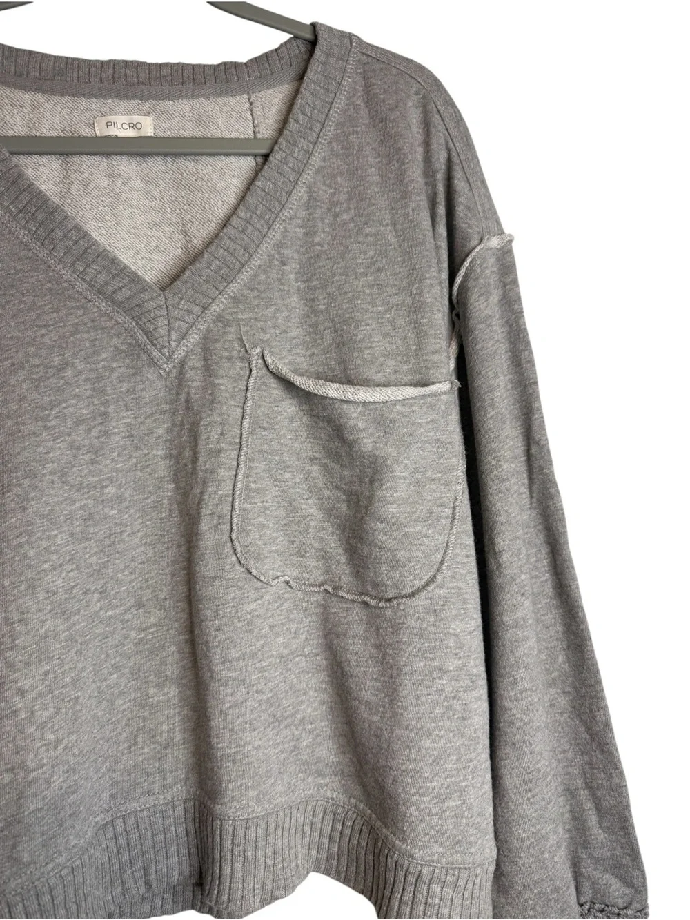 Pilcro Anthropologie Montana Pocket Knit Top Gray Size Medium